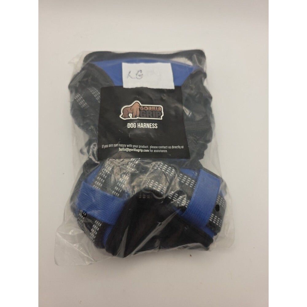 Nib Gorilla Grip Dog Harness No-Pull Black Blue Comfortable Durable Handle Large